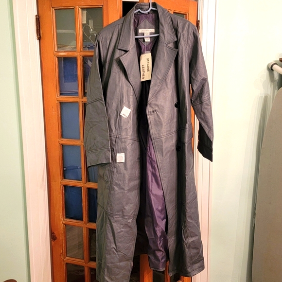 Roaman's Women's Leather Trench Coat New - Picture 1 of 8